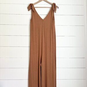 EVERY camel brown wide leg romper/jumpsuit size medium